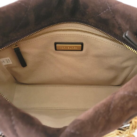 Tory Burch Willa Willa Suede Small Zip Top Tote Dark Cocoa 170068 Shoulder Bag - Picture 8 of 8